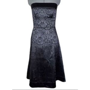 WHBM velvet print strapless black midi dress size 2